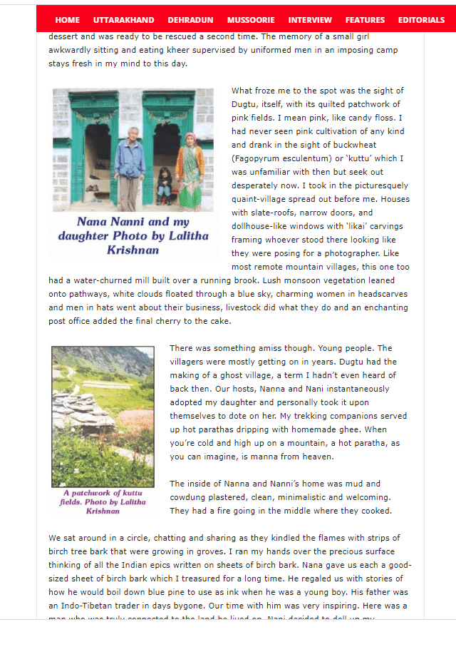 Dugtu Article: Garhwal post