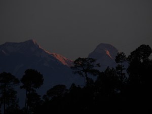 Nanda Devi peak on the right as seen from my home in Ranikhet. “The station master at Kathgodam had made one feel immediately welcome and the first thing that cheered my eyes outside the station was a sepoy of the Kumaon Regiment feeding a dog called Tommy.”- Bill Aitken (The Nanda Devi Affair)
